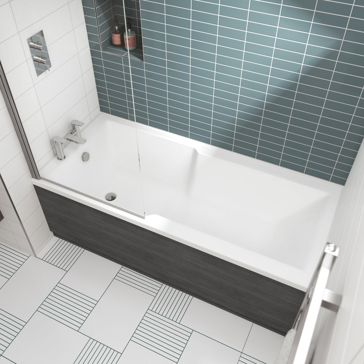 Hudson Reed Eternalite Square Straight Shower Bath