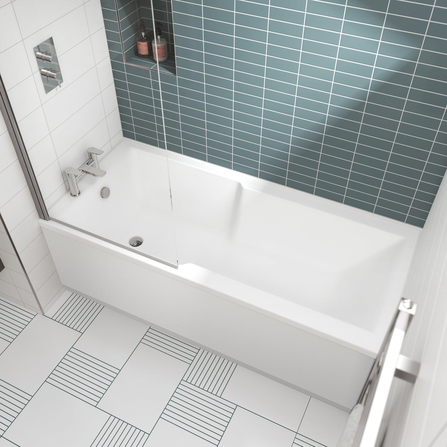 Nuie Square Straight 1700 x 750mm Shower Bath