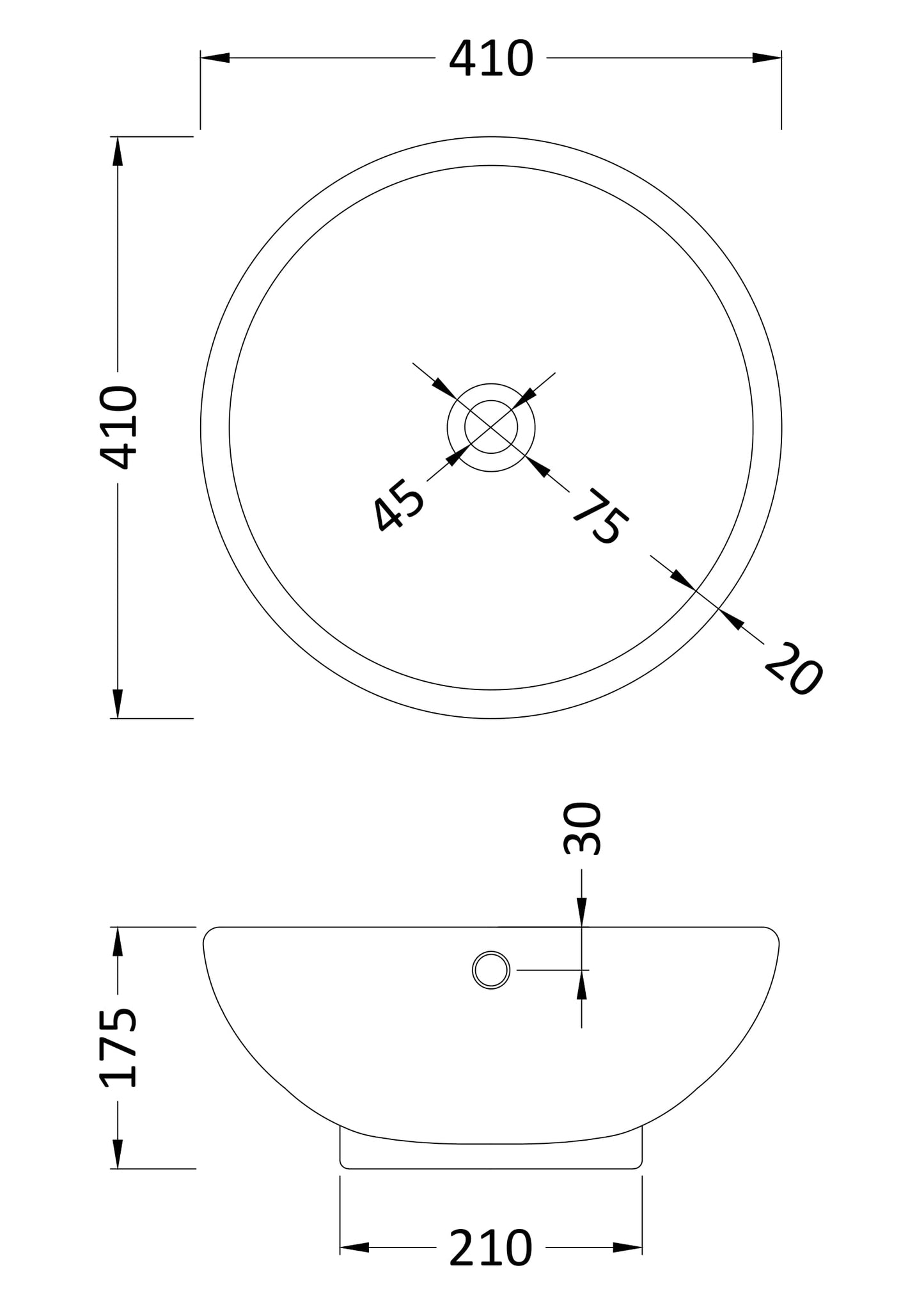 Nuie Ceramic Round Counter Top Vessel