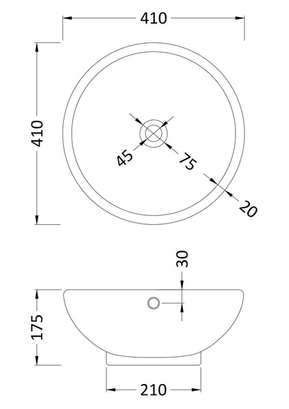 Nuie Ceramic Round Counter Top Vessel