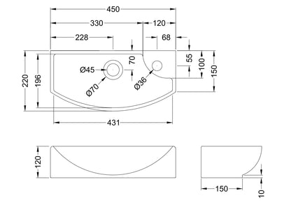 Nuie Wall Hung Vessel Basin