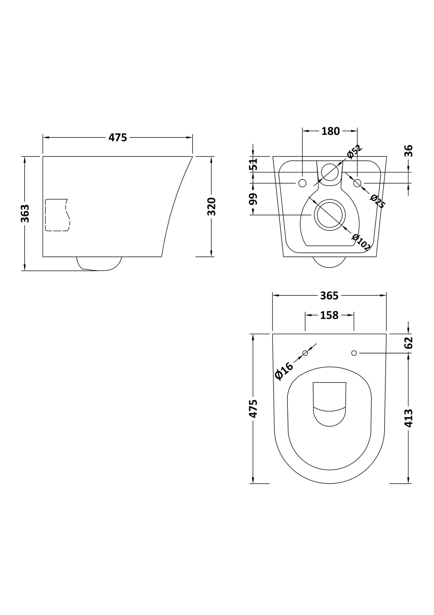 Nuie Freya Wall Hung Pan & Soft Close Seat