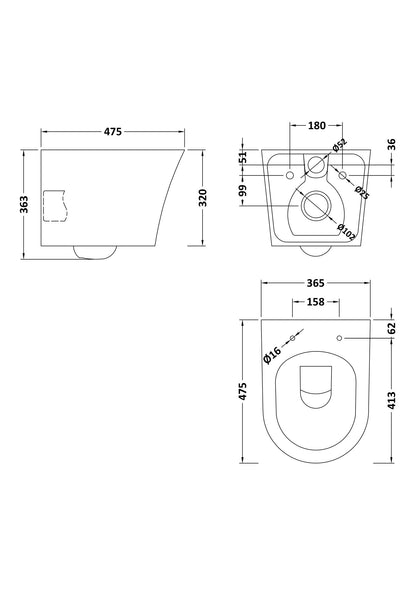 Nuie Freya Wall Hung Pan & Soft Close Seat