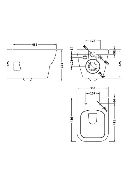 Nuie Ava Wall Hung Pan & SC Seat