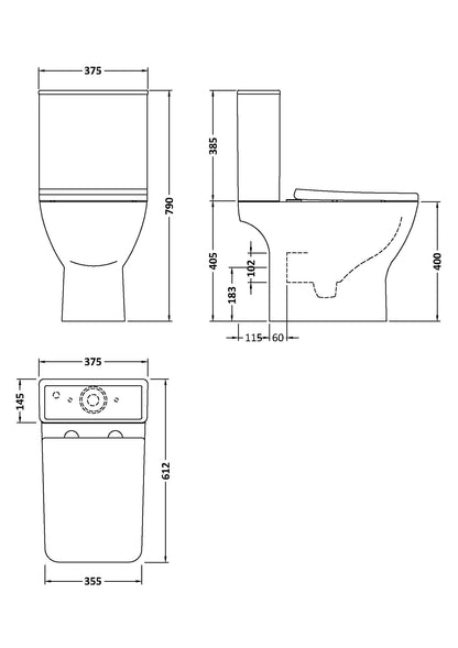 Nuie Ava Rimless Toilet with Cistern & Seat