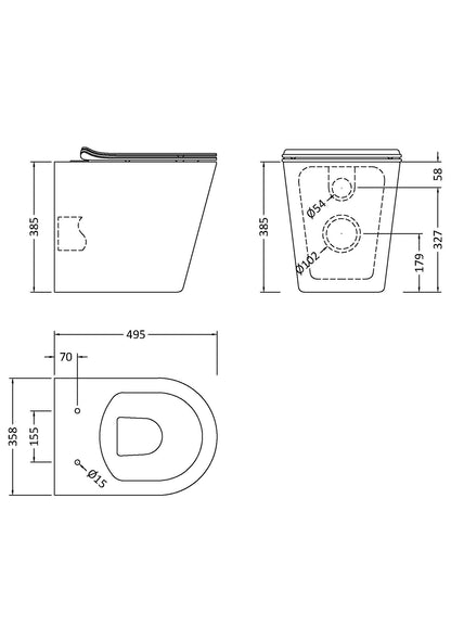 Nuie Freya Round Rimless BTW Pan & Soft Close Seat