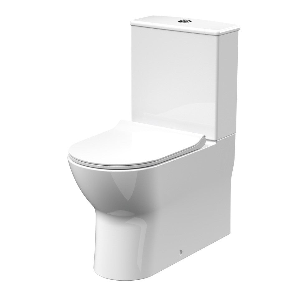 Nuie Freya Compact Rimless Semi Flush to Wall Toile with Cistern & Seat