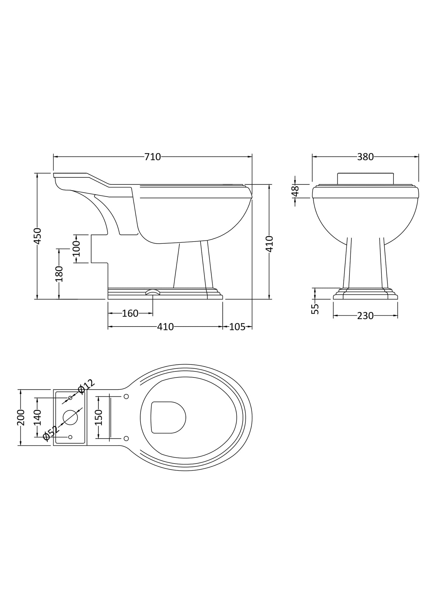 Nuie Legend Close Coupled Toilet with Cistern & Seat