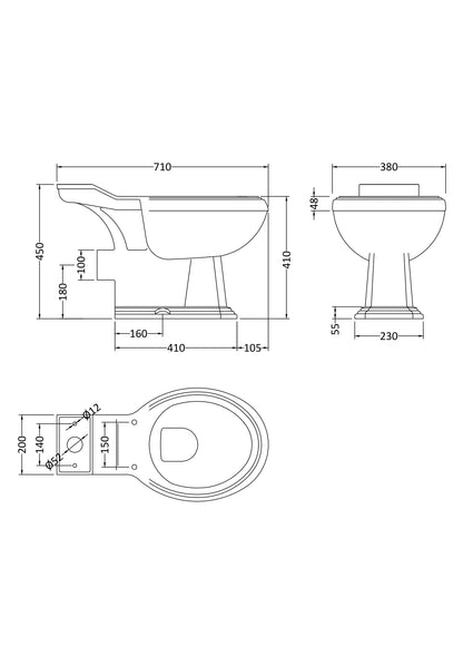 Nuie Legend Close Coupled Toilet with Cistern & Seat