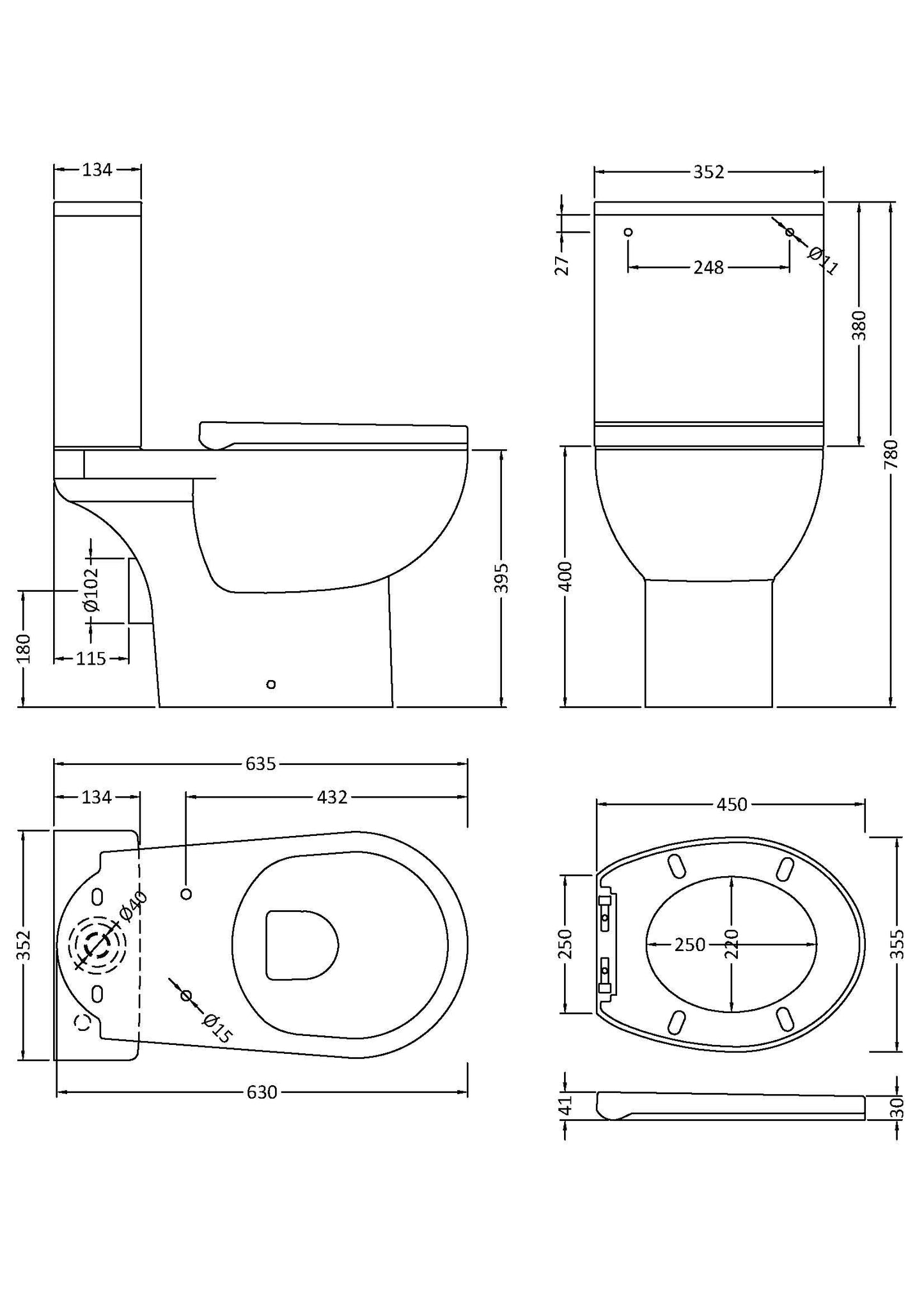 Nuie Fantine Rimless Pan, Cistern & Seat Pack