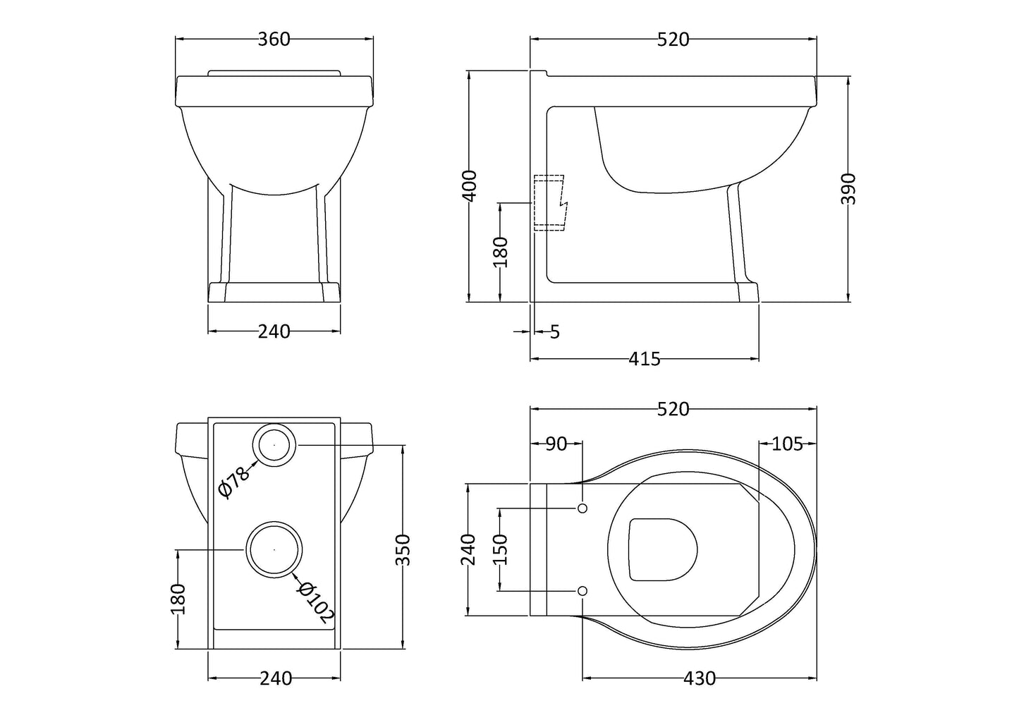 Nuie Corlton Back to Wall Toilet