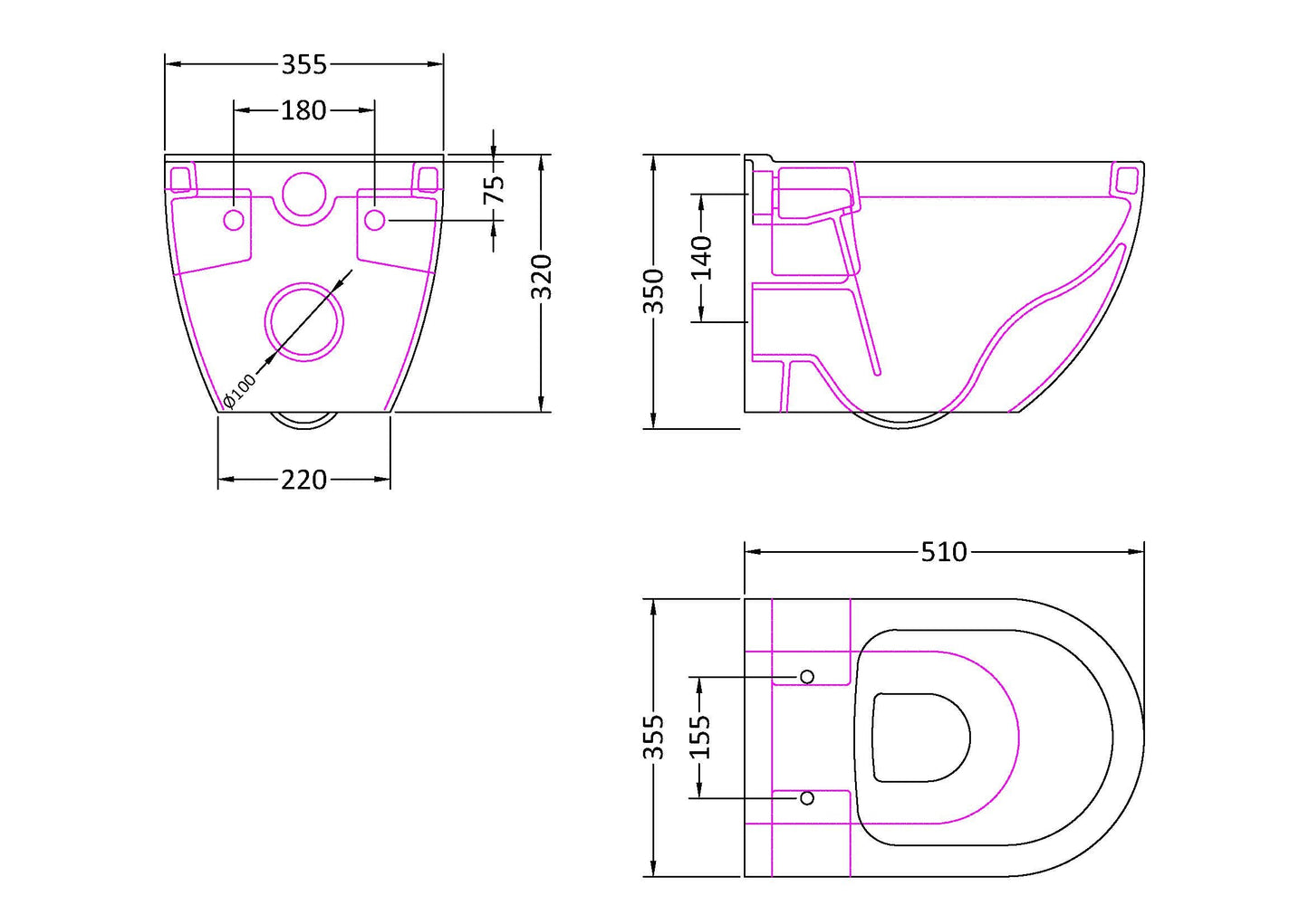 Nuie Provost Round Wall Hung Toilet