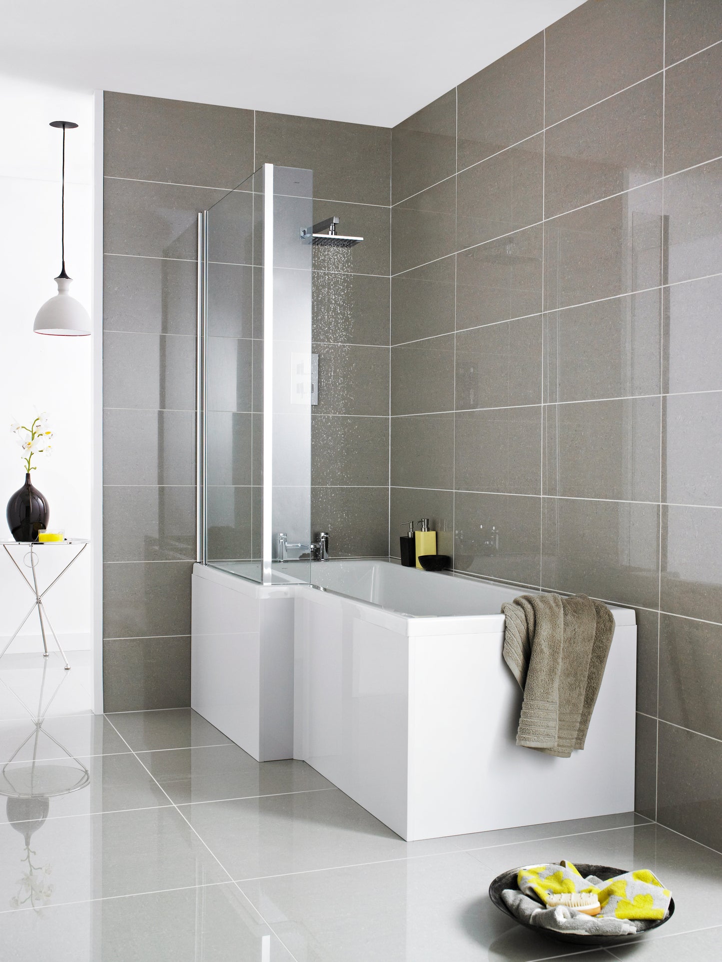 Nuie Acrylic Square Shower Bath Panels - Gloss White