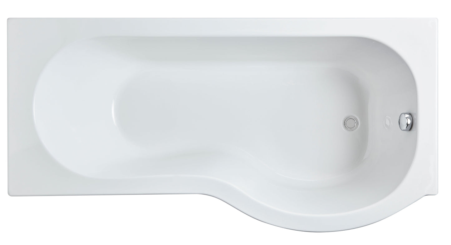 Nuie P Style Shower Bath with optional Curved Shower Screen