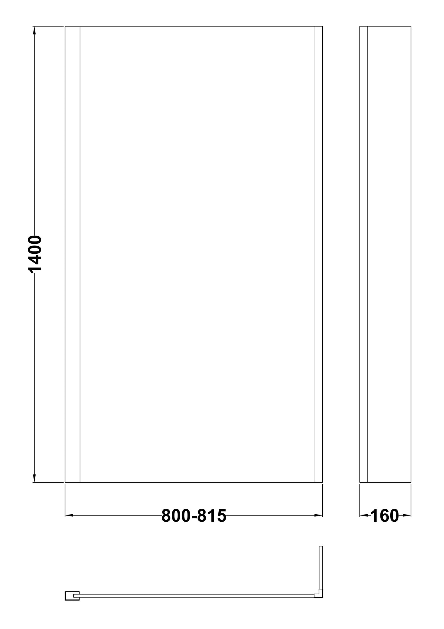 Nuie Pacific 6mm L-Shaped Bath Screen