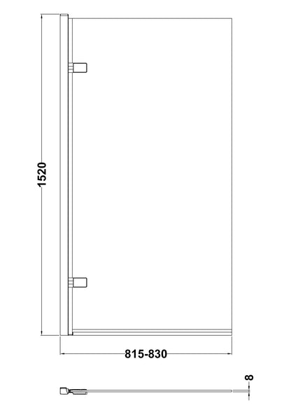 Nuie Pacific 8mm Square Bath Screen