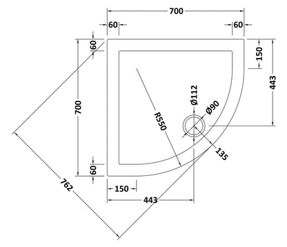 Nuie Quadrant Shower Tray