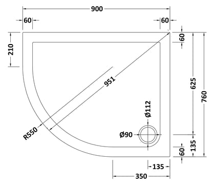 Nuie Offset Quadrant Shower Tray