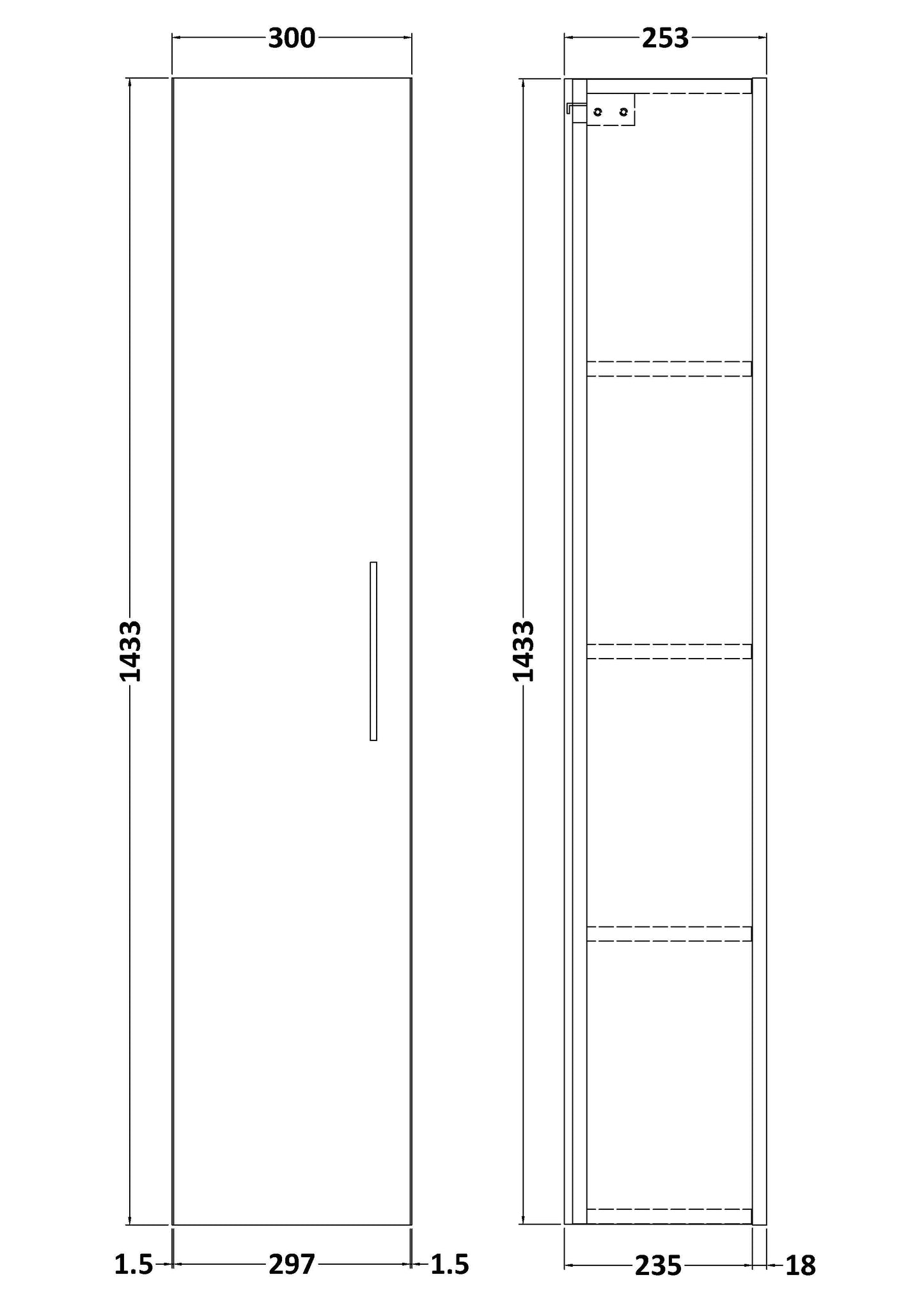 Nuie Arno 300mm Tall Unit (1 Door)