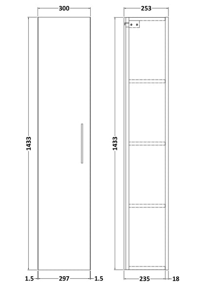 Nuie Arno 300mm Tall Unit (1 Door)