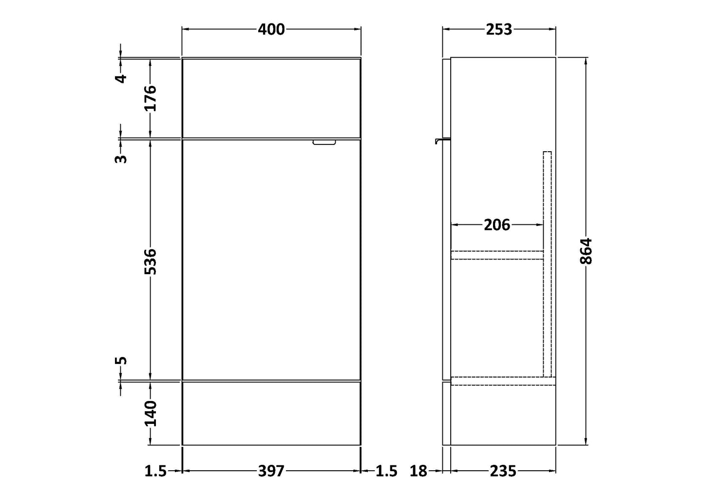 Hudson Reed Fusion Slimline Single Fitted 400mm 1-Door Vanity Unit with Basin