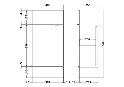 Hudson Reed Fusion Slimline Single Fitted 400mm 1-Door Vanity Unit with Basin