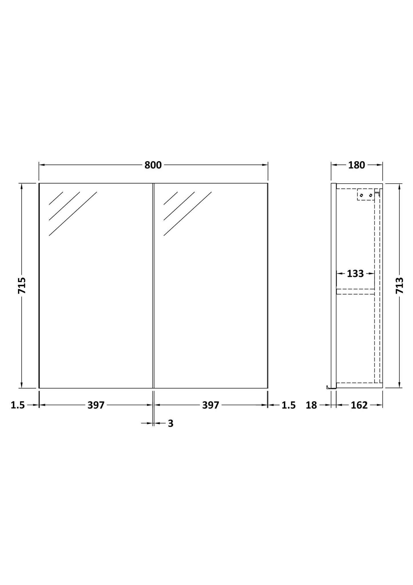 Hudson Reed Fusion & Fitted 2-Door Mirror Cabinet