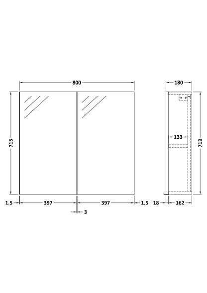 Hudson Reed Fusion & Fitted 2-Door Mirror Cabinet