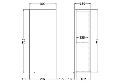 Hudson Reed Fusion & Fitted 300mm 1-Door Wall Unit