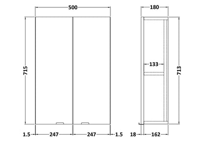 Hudson Reed Fusion & Fitted 500mm 2-Door Wall Unit