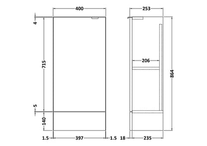 Hudson Reed Fusion Slimline Single Fitted 1-Door Base Unit