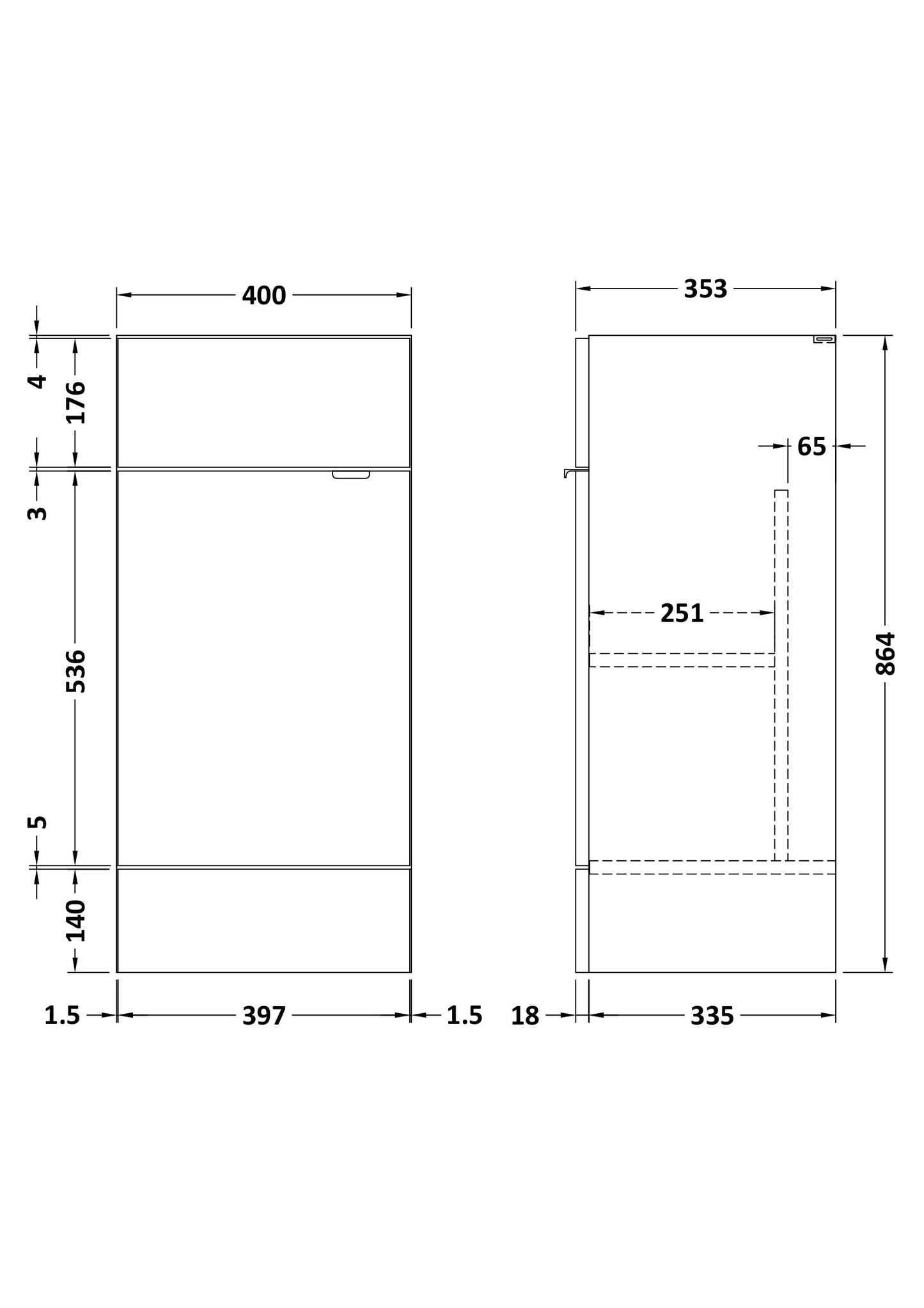 Hudson Reed Fusion Single Fitted 400mm Full Depth 1-Door Vanity Unit with Basin