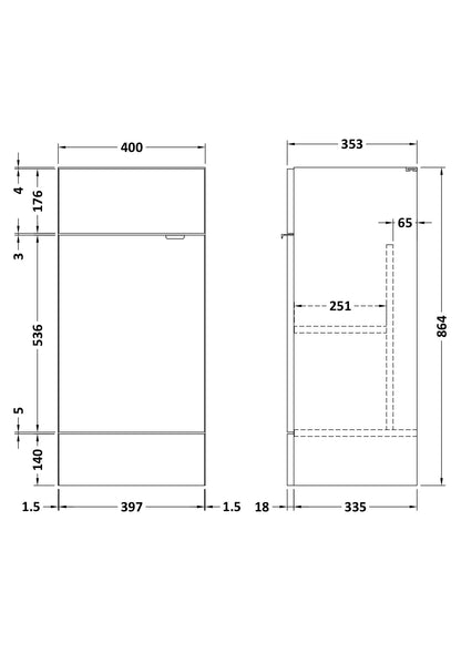 Hudson Reed Fusion Single Fitted 400mm Full Depth 1-Door Vanity Unit with Basin