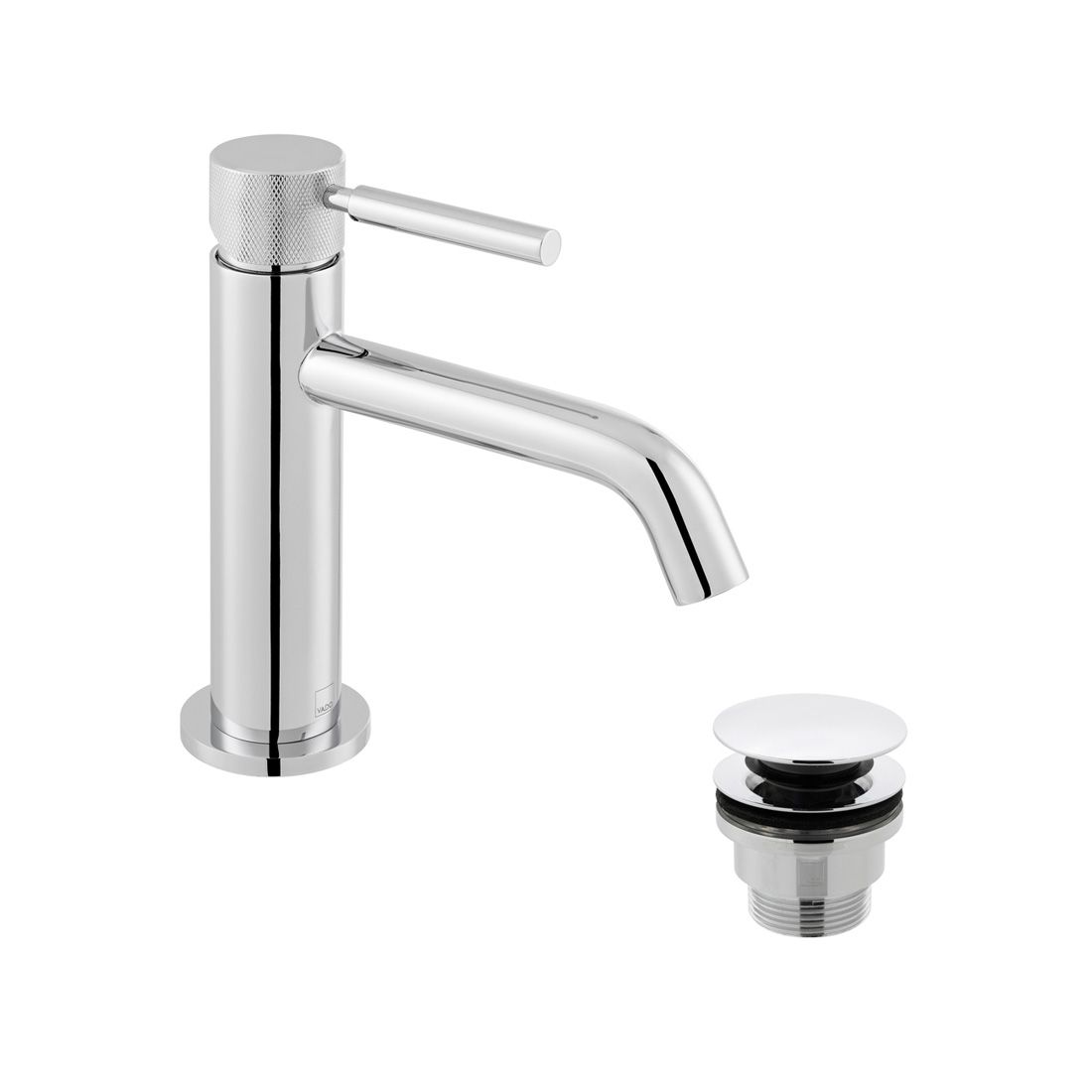 Origins Slimline Mono Basin Mixer with Knurled Handle and Universal Waste