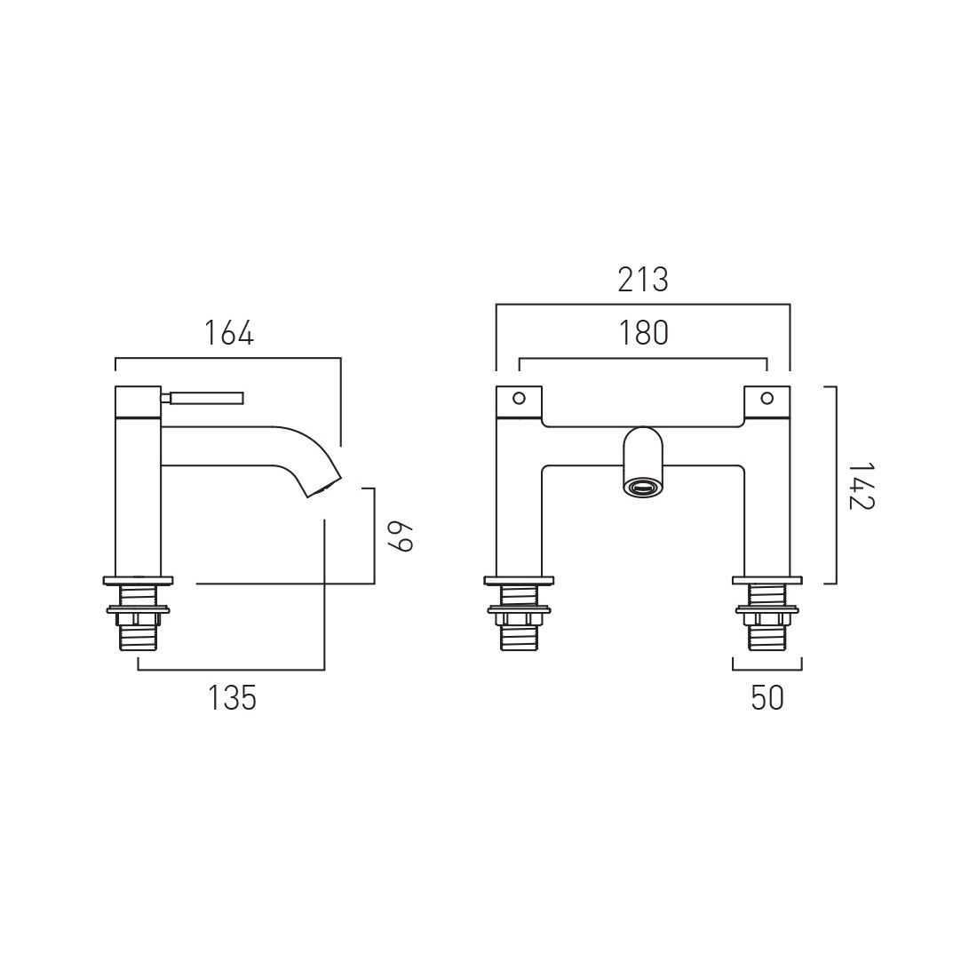 Vado Origins Deck Mounted Bath Filler with Knurled Handles