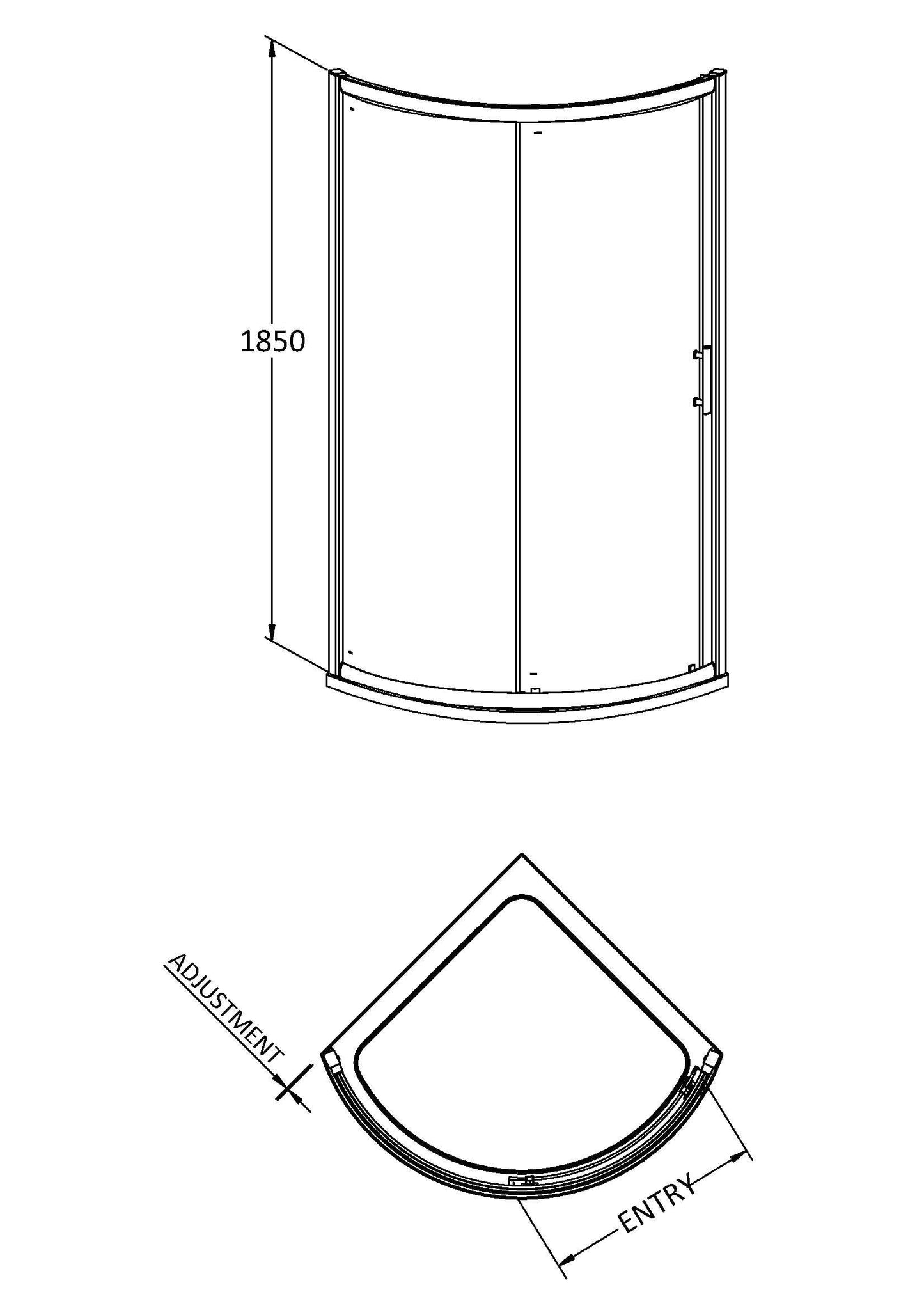 Hudson Reed Pacific 860mm Single Entry Quadrant