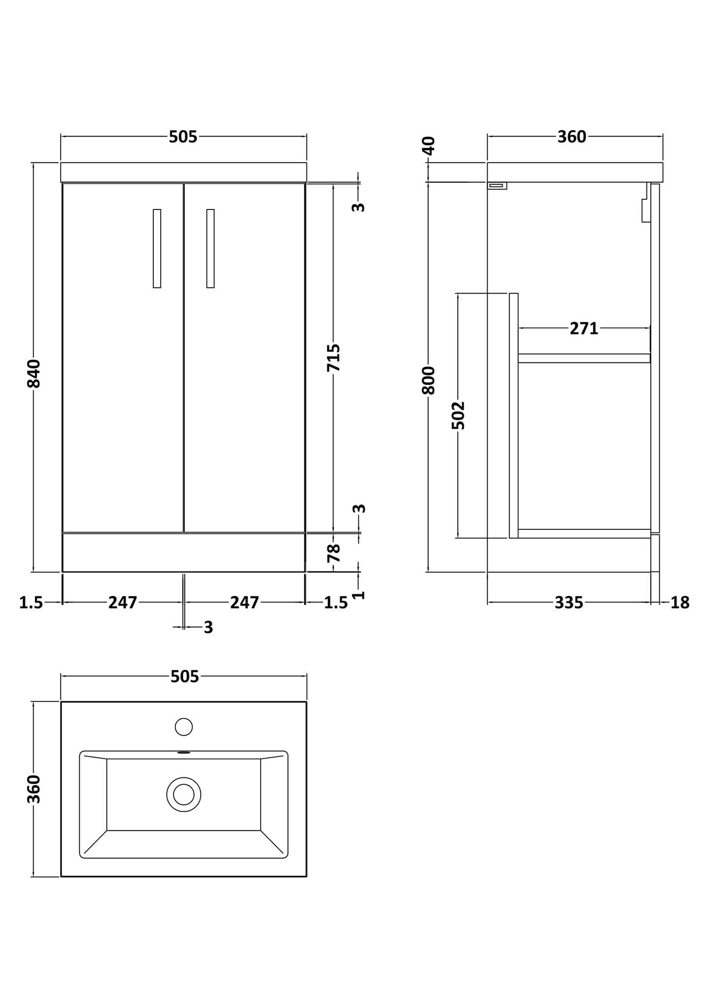 Nuie Arno Cloakroom Floorstanding Cabinet with Basin