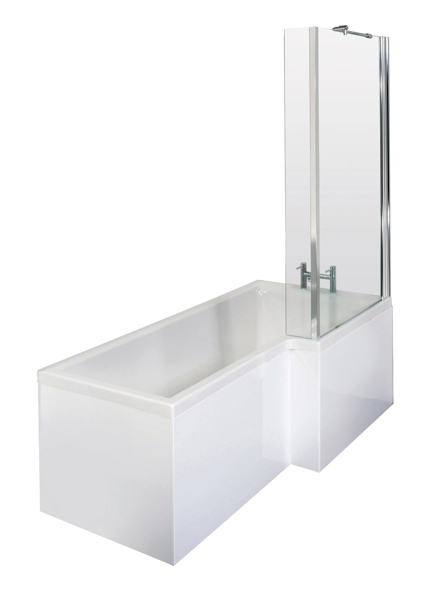 Nuie Square L-Shape Shower Bath with Screen and Panel