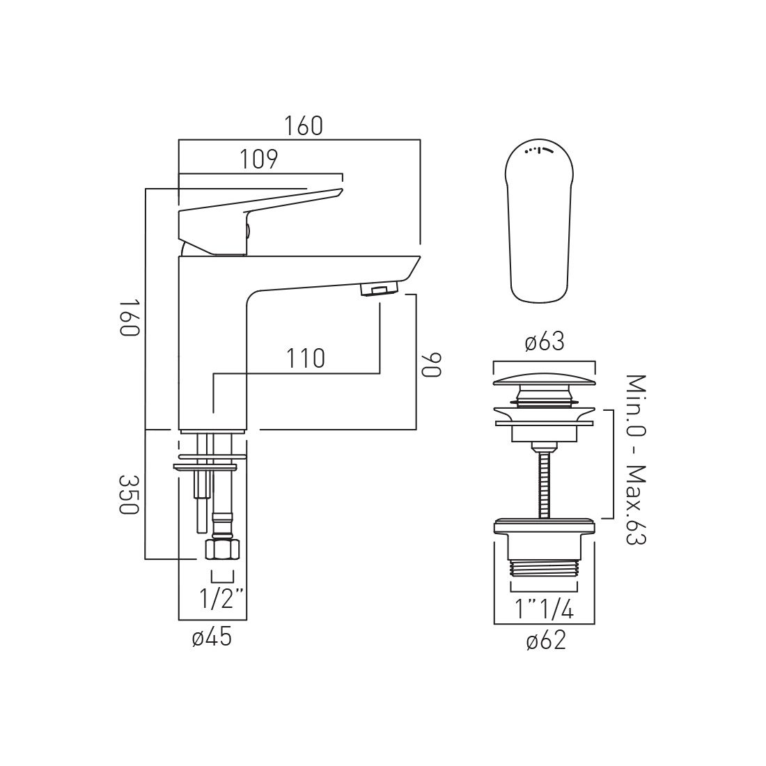 Vado Photon Single Lever Mono Basin Mixer with EcoTurn