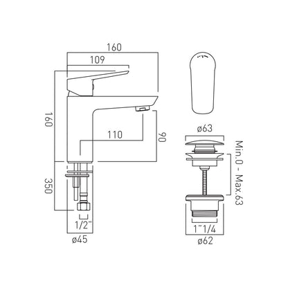 Vado Photon Single Lever Mono Basin Mixer with EcoTurn