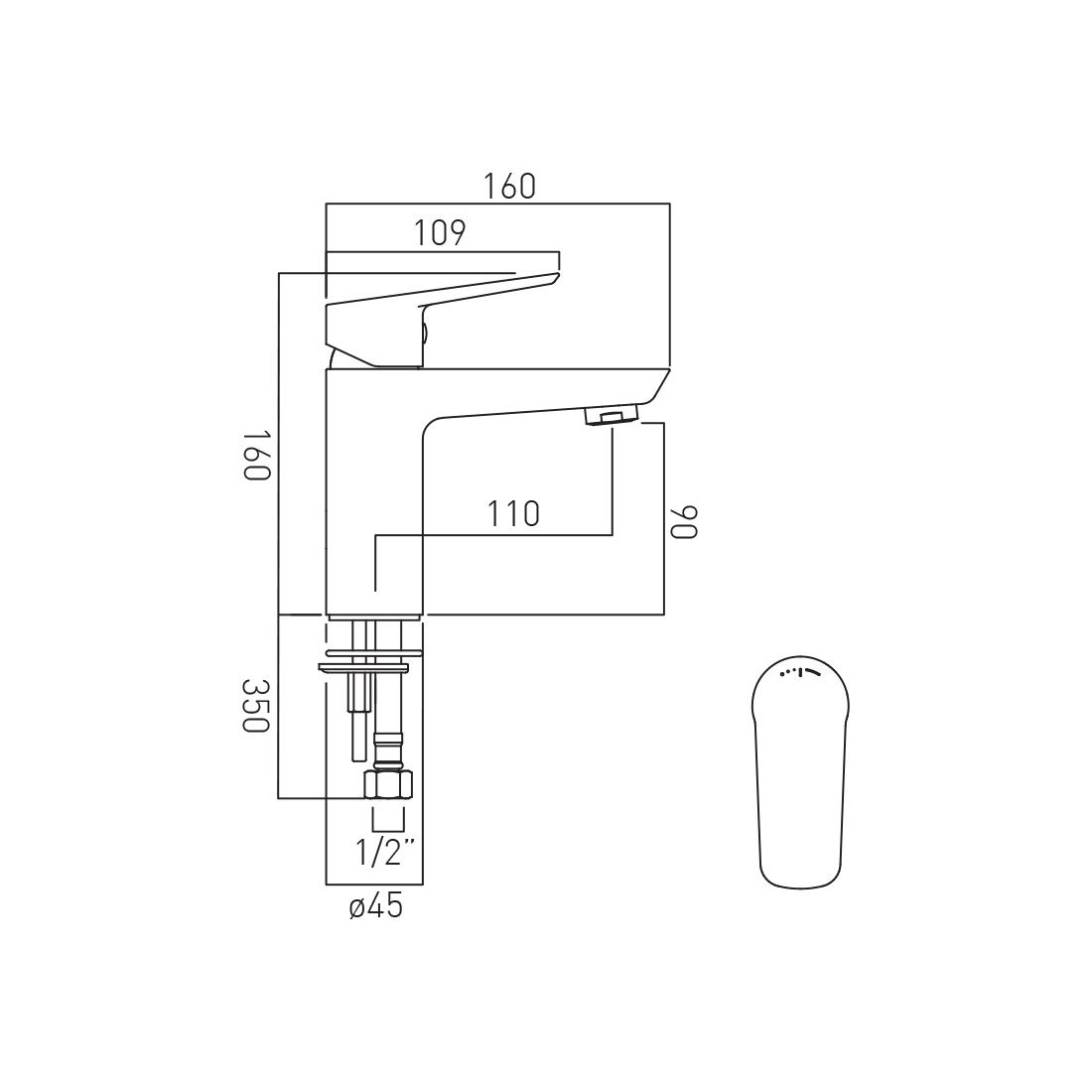 Vado Photon Single Lever Mono Basin Mixer with EcoTurn