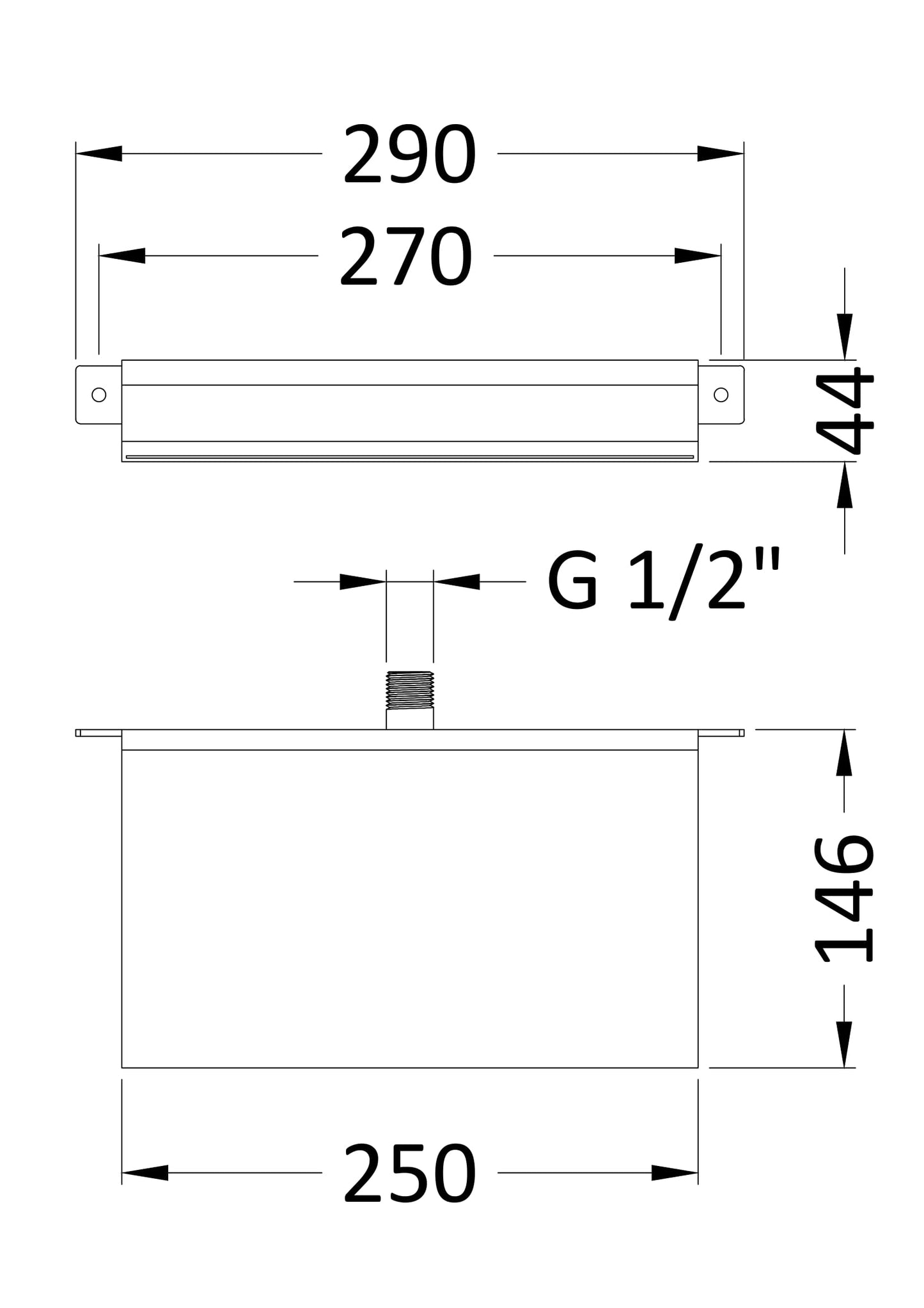 Hudson Reed Shower/Bath Waterfall Filler Suitable for use with a shower valve - 290 x 146mm