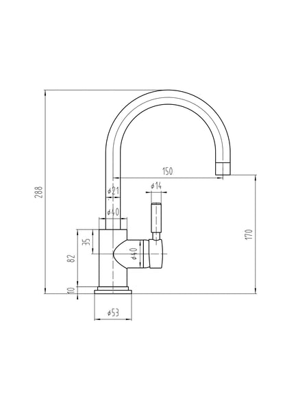 Hudson Reed TEC Lever Side Action Basin Mixer With push button waste