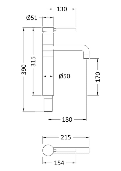 Hudson Reed Tec Single Lever High Rise Mixer