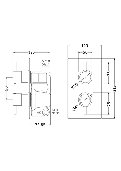 Nuie Thermostatic Twin Valve