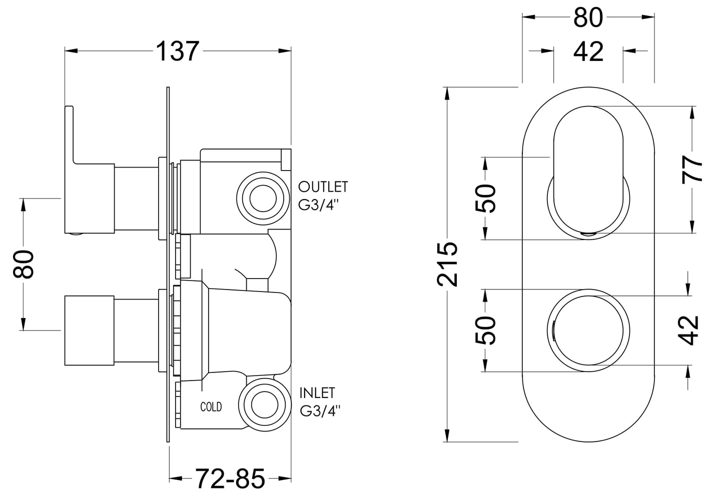 Hudson Reed Round Twin Thermostatic Shower Valve or Valve with Diverter