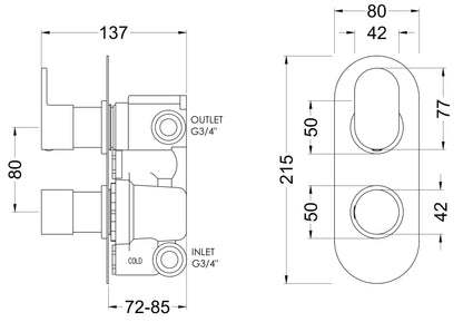 Hudson Reed Round Twin Thermostatic Shower Valve or Valve with Diverter