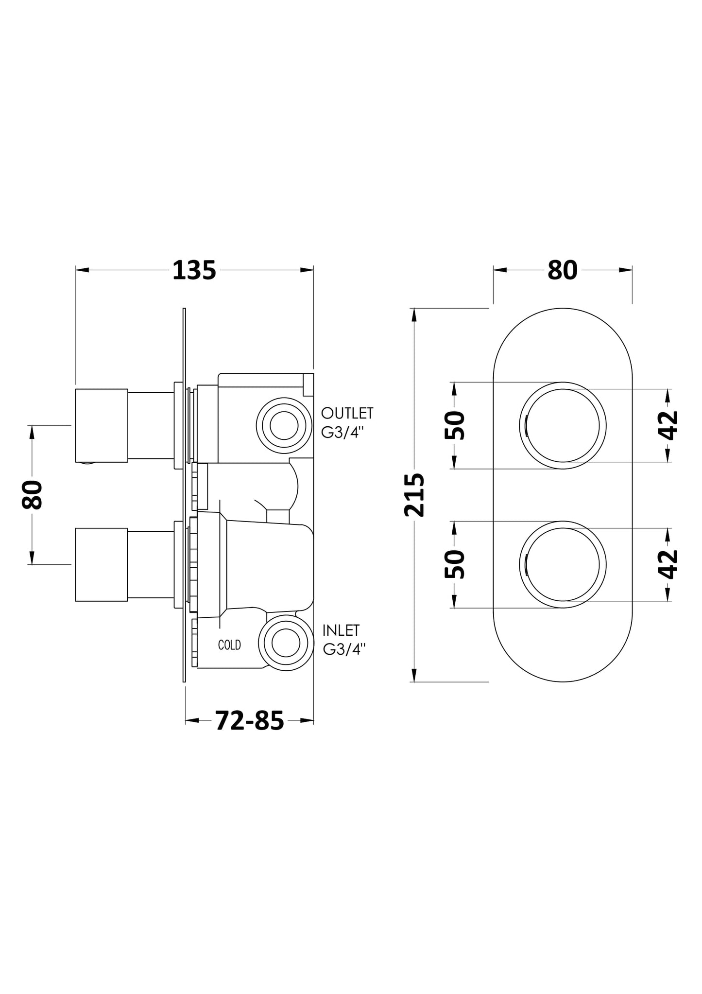 Hudson Reed Round Twin Shower Valve or Valve with Diverter