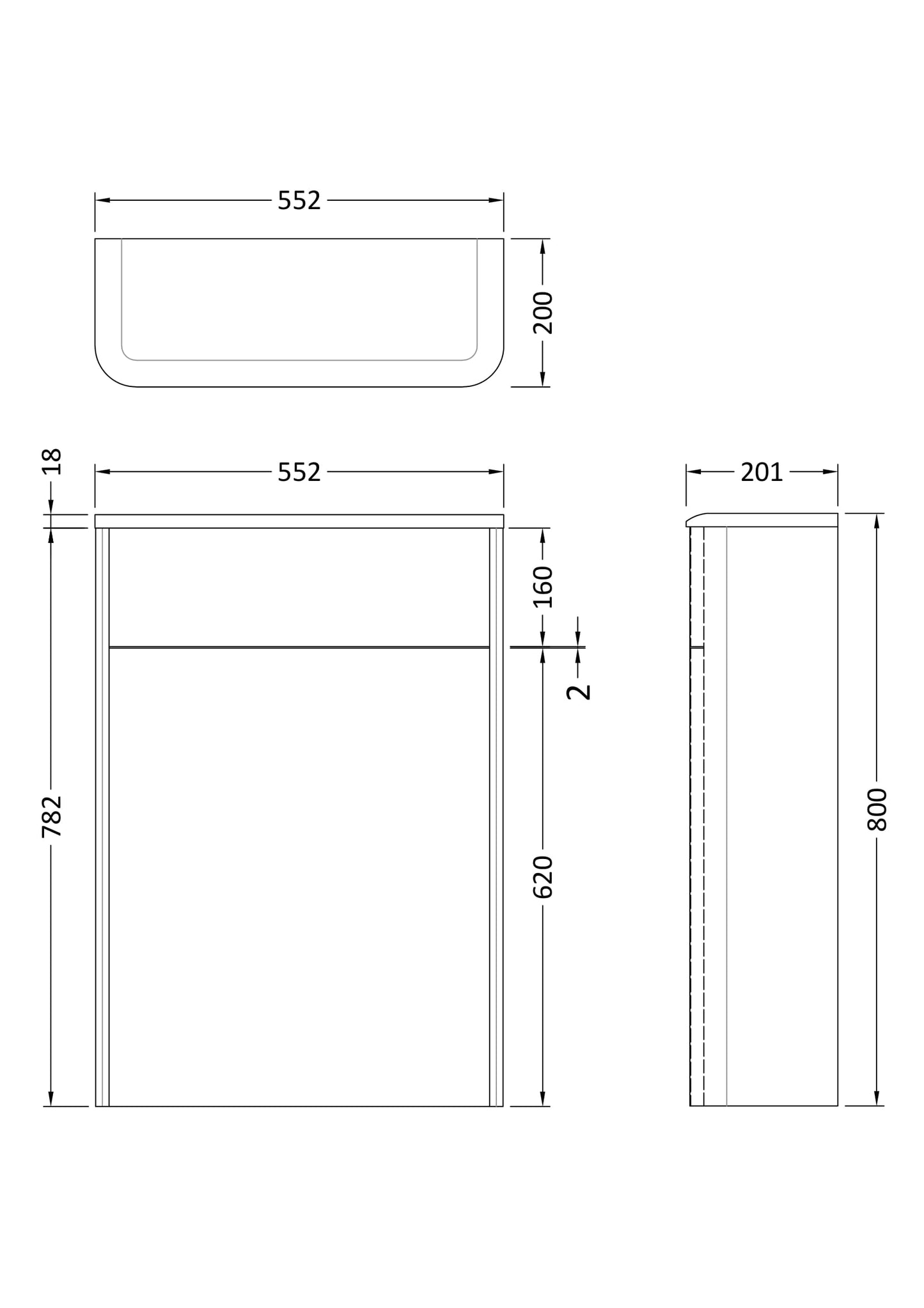 Hudson Reed Sarenna Wall Hung 550 x 800mm WC Unit