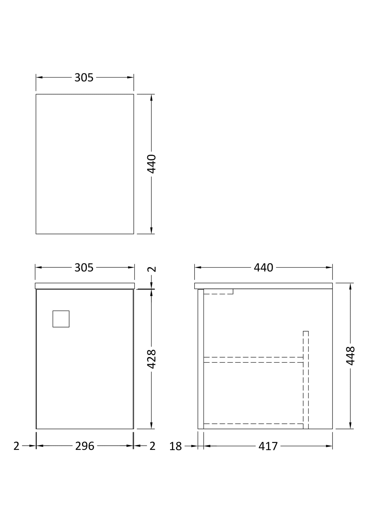 Hudson Reed Sarenna Wall Hung 300mm Side Cabinet